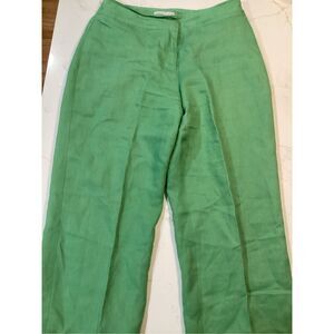 J.G. Hook 100% Linen Cropped Lined Pants Green